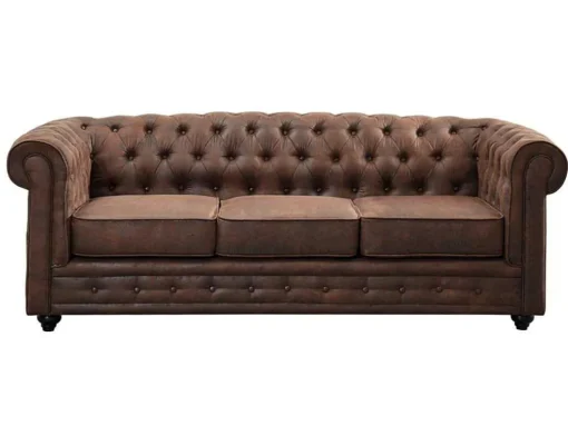 Driezitsbank Chesterfield Van Microvezel Met Vintage Look