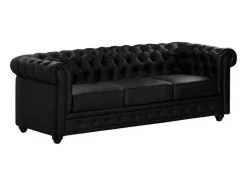 Driezitsbank Chesterfield Van Kunstleer - Zwart
