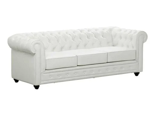 Driezitsbank Chesterfield Van Kunstleer - Wit