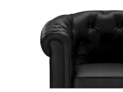 Driezitsbank En 2 Fauteuils Chesterfield Van Kunstleer - Wit