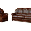 Driezitsbank En Fauteuil Daphne Van 100% Buffel Leer - Bruin