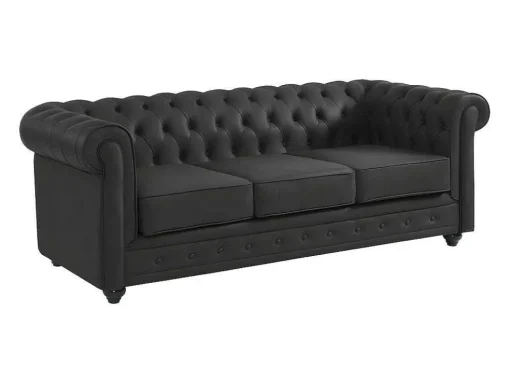 Driezitsbank Van Buffelleer Chesterfield - Zwart