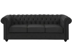 Driezitsbank Van Buffelleer Chesterfield - Zwart