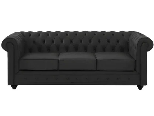 Driezitsbank Van Buffelleer Chesterfield - Zwart