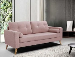 Driezitsbank Van Stof Met Woleffect Tatum - Roze
