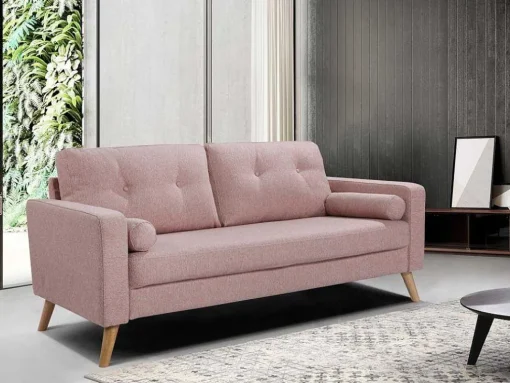 Driezitsbank Van Stof Met Woleffect Tatum - Roze