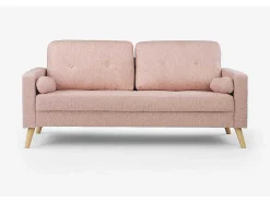 Driezitsbank Van Stof Met Woleffect Tatum - Roze