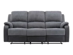Driezits-Relaxbank Van Microvezel En Grijs En Zwart Kunstleer Brody