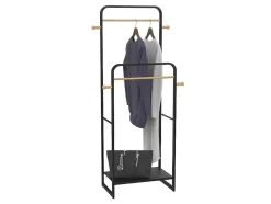 Dubbele Kledingrek Selin - L65 Cm - Zwart Metaal En Beukenhout
