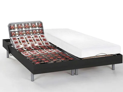 Elektrisch Bed Bedbodem En Matras Latex-Instap Cassiopee Iii Van Dreamea - Zwart - Motoren Okin - 2X80X200 Cm