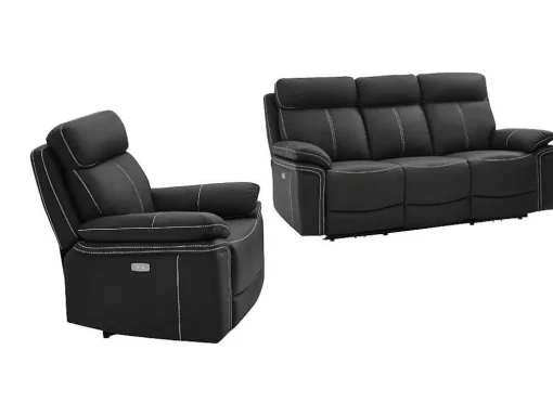 Elektrische Driezits Relaxbank + Relaxstoel Van Leer Isiris - Zwart