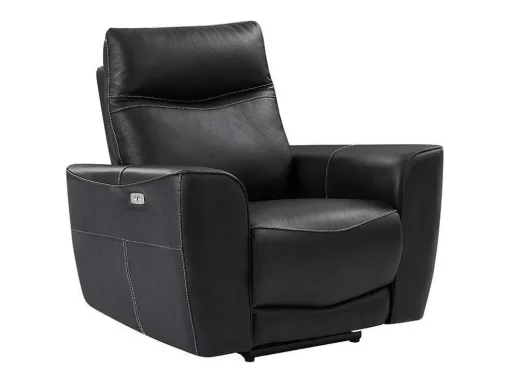 Elektrische Relax-Driezitsbank En -Fauteuil Van Zwart Vaarsleer Damon