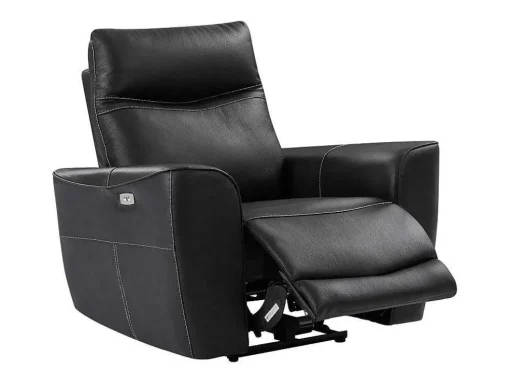 Elektrische Relax-Driezitsbank En -Fauteuil Van Zwart Vaarsleer Damon