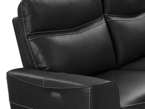 Elektrische Relax-Driezitsbank En -Fauteuil Van Zwart Vaarsleer Damon