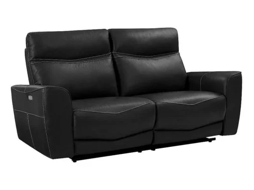 Elektrische Relax-Driezitsbank En -Fauteuil Van Zwart Vaarsleer Damon