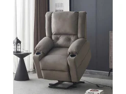 Elektrische Relaxfauteuil - Met Thermische Massagefunctie - Voorzien Van 2 Bekerhouders En Afstandsbediening - Taupe