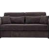 Express-Driezitsslaapbank Van Bruin Ribfluweel - Bed 140 Cm - Matras 18 Cm - Mondovi