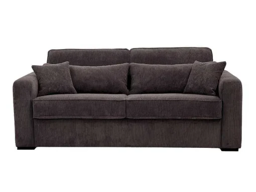 Express-Driezitsslaapbank Van Bruin Ribfluweel - Bed 140 Cm - Matras 18 Cm - Mondovi