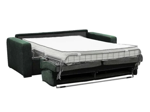 Express-Driezitsslaapbank Van Groen Ribfluweel - Bed 140 Cm - Matras 18 Cm - Mondovi