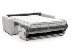 Express-Driezitsslaapbank Van Beige Ribfluweel - Bed Met Brede Latten 140 Cm - Matras 18 Cm - Mondovi