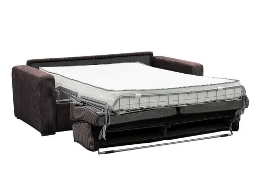 Express-Driezitsslaapbank Van Bruin Ribfluweel - Bed 140 Cm - Matras 18 Cm - Mondovi