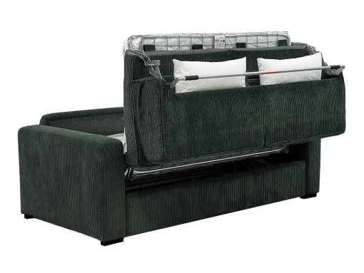 Express-Driezitsslaapbank Van Groen Ribfluweel - Bed 140 Cm - Matras 18 Cm - Mondovi