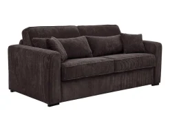 Express-Driezitsslaapbank Van Bruin Ribfluweel - Bed 140 Cm - Matras 18 Cm - Mondovi