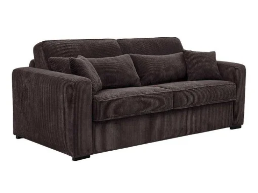 Express-Driezitsslaapbank Van Bruin Ribfluweel - Bed 140 Cm - Matras 18 Cm - Mondovi