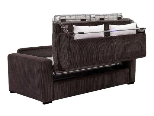 Express-Driezitsslaapbank Van Bruin Ribfluweel - Bed 140 Cm - Matras 18 Cm - Mondovi