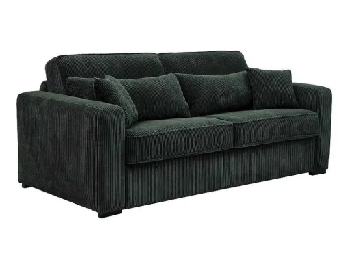 Express-Driezitsslaapbank Van Groen Ribfluweel - Bed 140 Cm - Matras 18 Cm - Mondovi