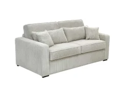 Express-Vierzitsslaapbank Van Beige Ribfluweel - Bed Met Brede Latten 160 Cm - Matras 18 Cm - Mondovi