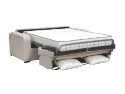 Express-Vierzitsslaapbank Van Beige Ribfluweel - Bed Met Brede Latten 160 Cm - Matras 18 Cm - Bevis