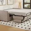Express-Vierzitsslaapbank Van Beige Ribfluweel - Bed Met Brede Latten 160 Cm - Matras 22 Cm Loreto