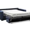 Express-Vierzitsslaapbank Van Blauw Ribfluweel - Bed 160 Cm - Matras 18 Cm - Mondovi
