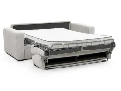 Express-Vierzitsslaapbank Van Beige Ribfluweel - Bed Met Brede Latten 160 Cm - Matras 14 Cm - Mondovi