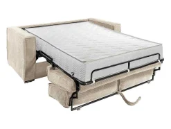 Express-Vierzitsslaapbank Van Beige Ribfluweel - Bed Met Brede Latten 160 Cm - Matras 22 Cm Loreto