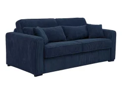 Express-Vierzitsslaapbank Van Blauw Ribfluweel - Bed 160 Cm - Matras 18 Cm - Mondovi