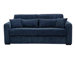 Express-Vierzitsslaapbank Van Blauw Ribfluweel - Bed 160 Cm - Matras 18 Cm - Mondovi