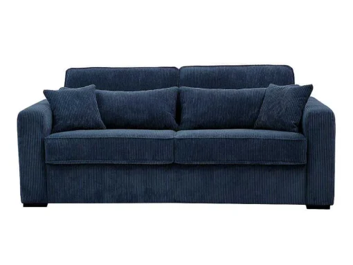 Express-Vierzitsslaapbank Van Blauw Ribfluweel - Bed 160 Cm - Matras 18 Cm - Mondovi