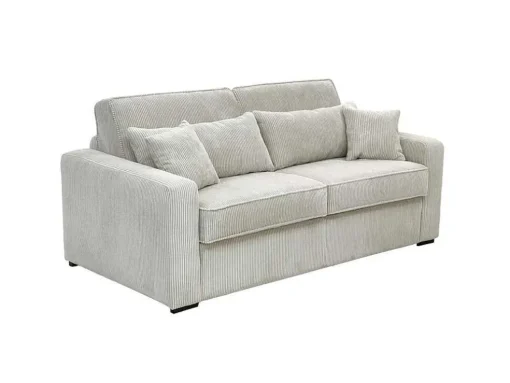 Express-Vierzitsslaapbank Van Beige Ribfluweel - Bed Met Brede Latten 160 Cm - Matras 14 Cm - Mondovi