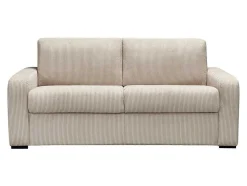 Express-Vierzitsslaapbank Van Beige Ribfluweel - Bed Met Brede Latten 160 Cm - Matras 18 Cm - Bevis