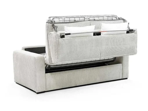 Express-Vierzitsslaapbank Van Beige Ribfluweel - Bed Met Brede Latten 160 Cm - Matras 14 Cm - Mondovi