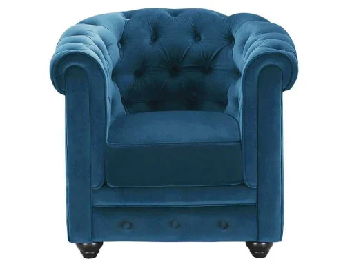 Fauteuil Chesterfield - Fluweel - Eend Blauw
