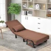 Fauteuil Met Kussen En Verstelbare Rugleuning - Om Te Bouwen Tot Fauteuil - Linnen Stof - Bruin
