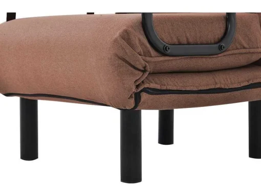 Fauteuil Met Kussen En Verstelbare Rugleuning - Om Te Bouwen Tot Fauteuil - Linnen Stof - Bruin
