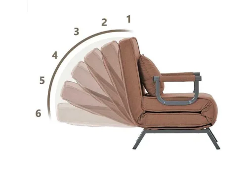 Fauteuil Met Kussen En Verstelbare Rugleuning - Om Te Bouwen Tot Fauteuil - Linnen Stof - Bruin