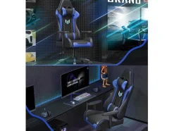 Gaming Stoel Gaming Met Lumbale Kussen En Hoofdsteun En Vaste Armleuning, Pu Leather Burea -Stoel