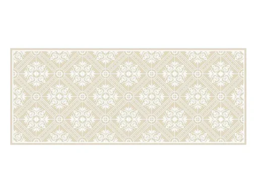 Gangtapijt Van Vinyl Met Cementtegeleffect - 66 X 160 Cm - Beige En Wit - Majesti