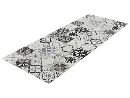 Gangtapijt Van Vinyl Met Vloertegeleffect Mosai - 66 X 160 Cm - Zwart En Wit