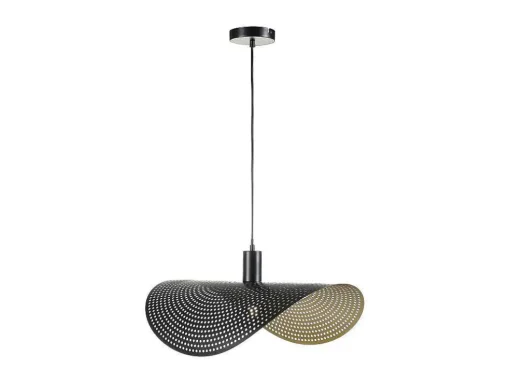 Gebogen Hanglamp Met Design-Stijl Van Metaal - L60 X D41 Cm - Zwart En Binnenkant Goudkleurig - Lucena